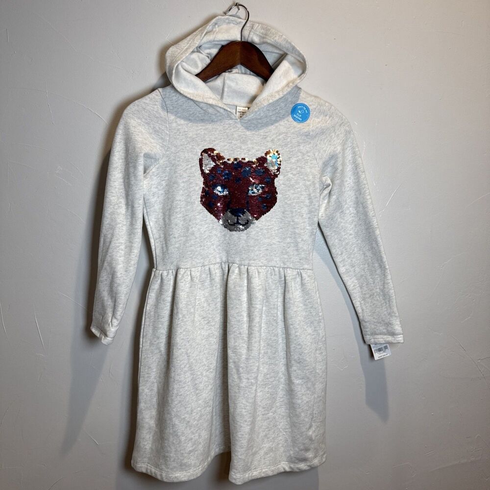 Carter’s Kids Fleece Dress Hoodie Sequin Fox? Cat? Girls Size 12 NWT